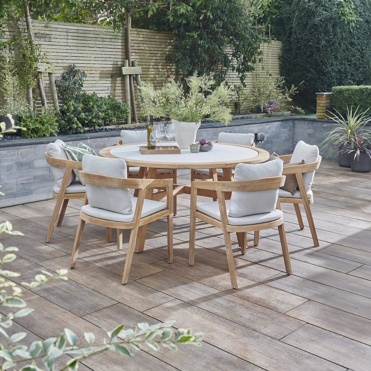 Kettler Kubu Teak 6 Seater Patio Sets - Natural Wood