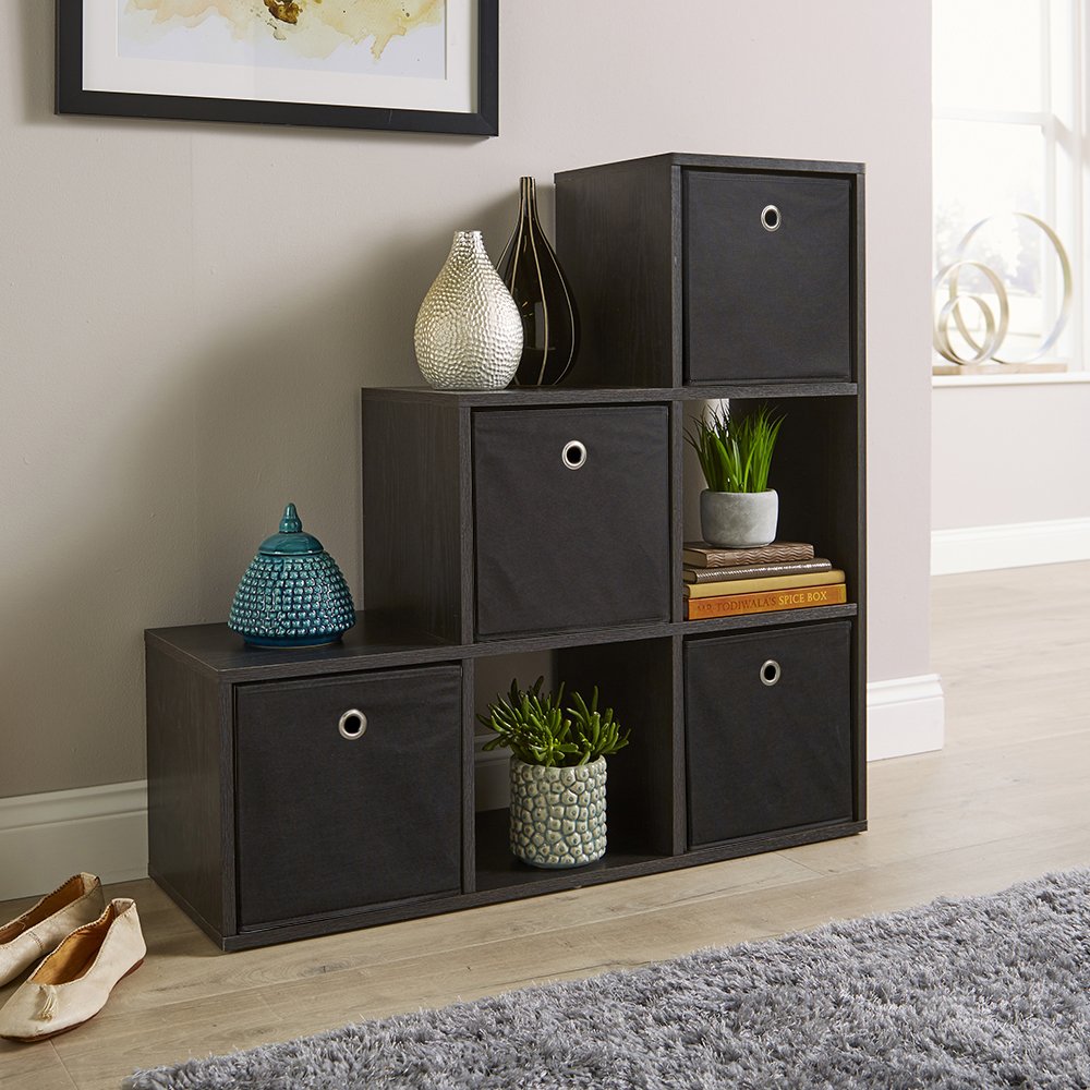 Home Source 6 Cube Step Storage Unit - Black