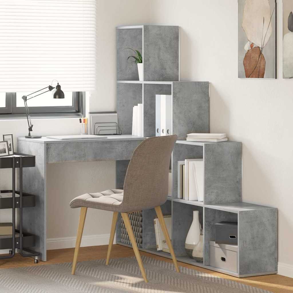 Walplus Shelf Corner Desk - Granite Grey - 149.5 x 101.5 x 149.5 cm