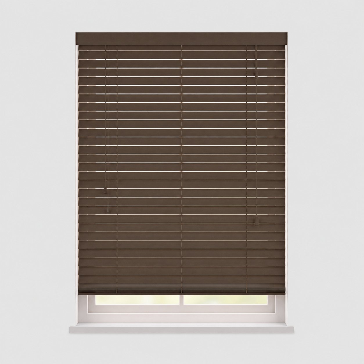 New Edge Blinds Dark Oak Real Wood String Venetian Blind - 90cm x 120cm