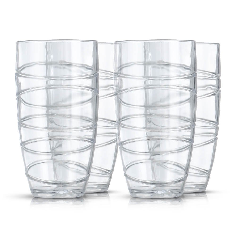 LIVIVO Set of 4 Swirl Design Plastic Tumblers - 600ml - Clear