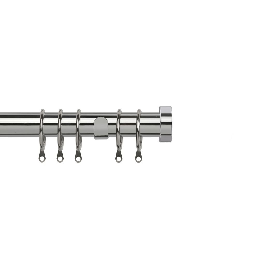 New Edge Blinds 25-28mm Chrome Extendable Stud Curtain Pole - 120cm - 210cm