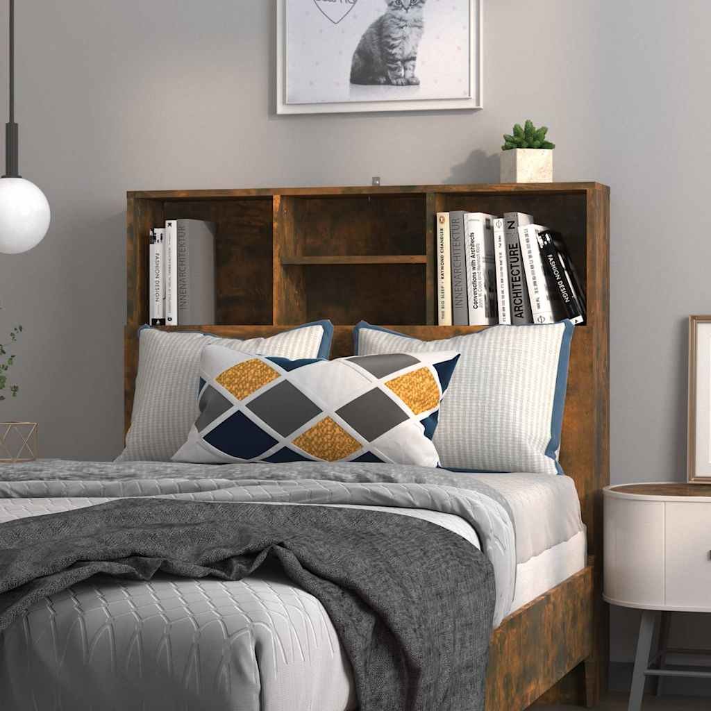 Walplus Engineered Wood Headboard Cabinet - Dark Oak - 100 x 19 x 103.5 cm