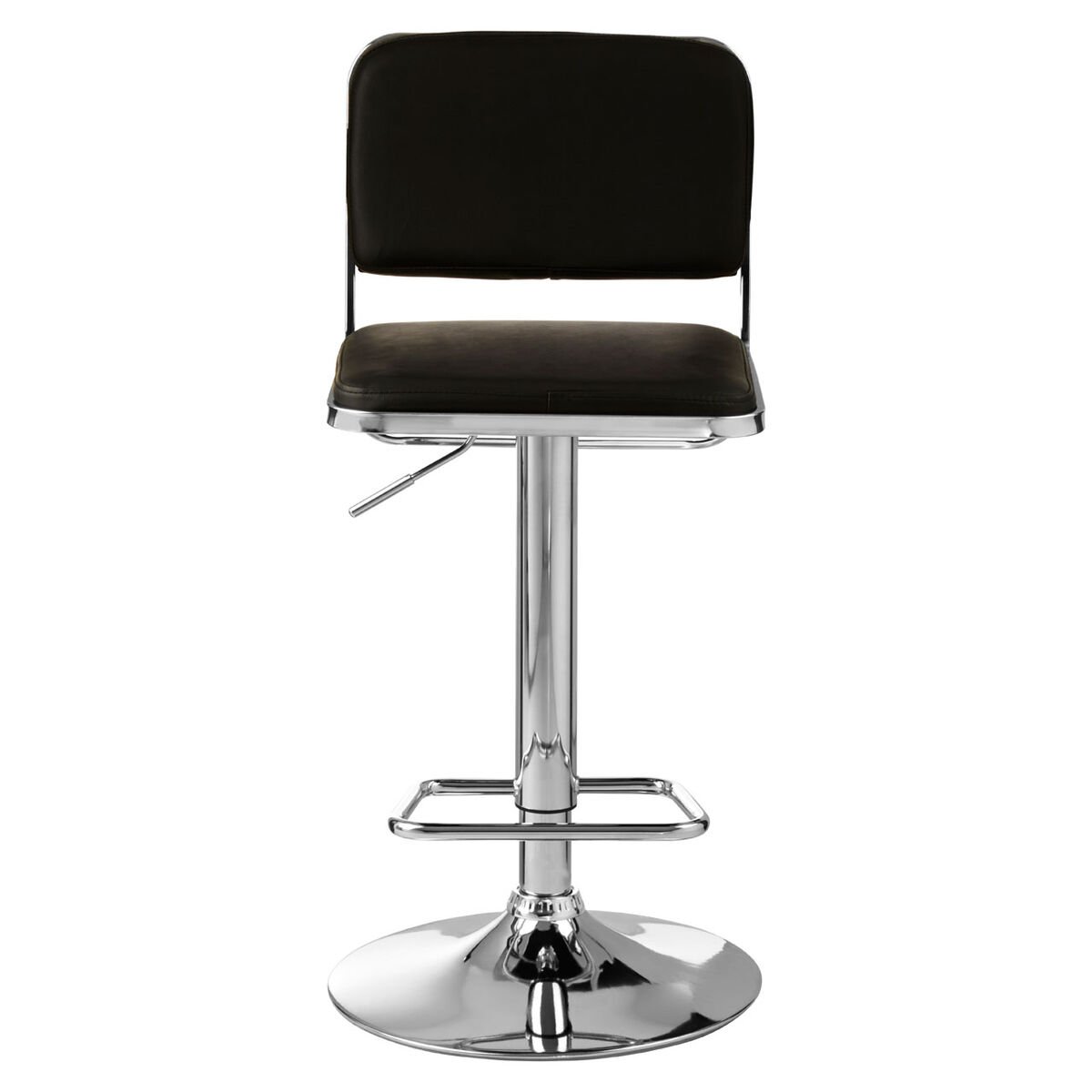 Orsina Stockholm Faux Leather Adjustable Bar Stool – Black & Chrome