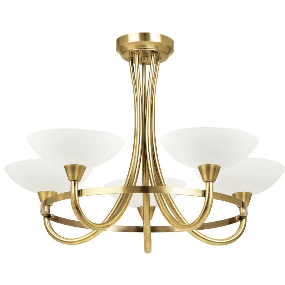 Loops Direct Cagney Semi Flush Ceiling Light - Antique Brass and White