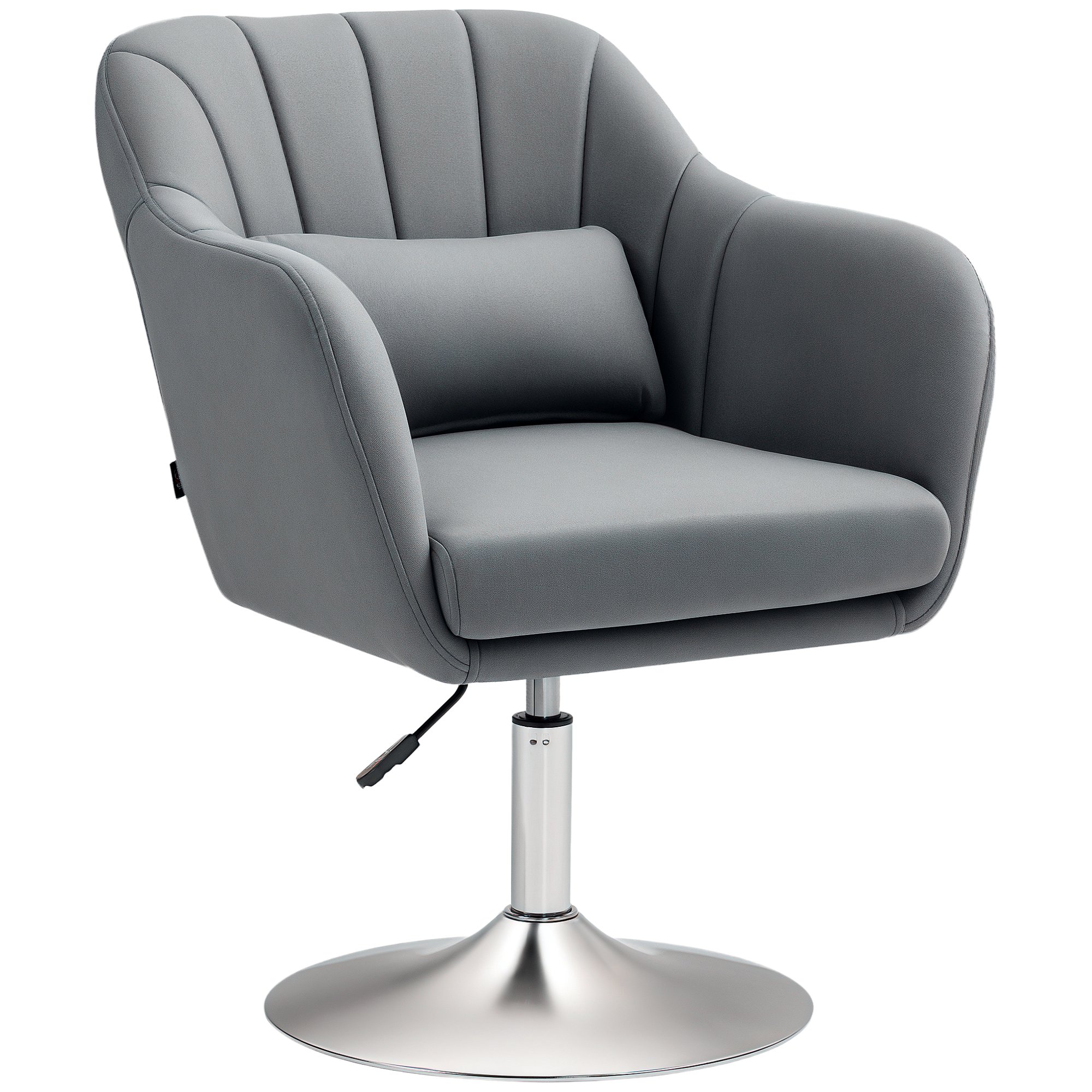 HOMCOM Microfiber Cloth Adjustable Swivel Accent Chair - Dark Grey