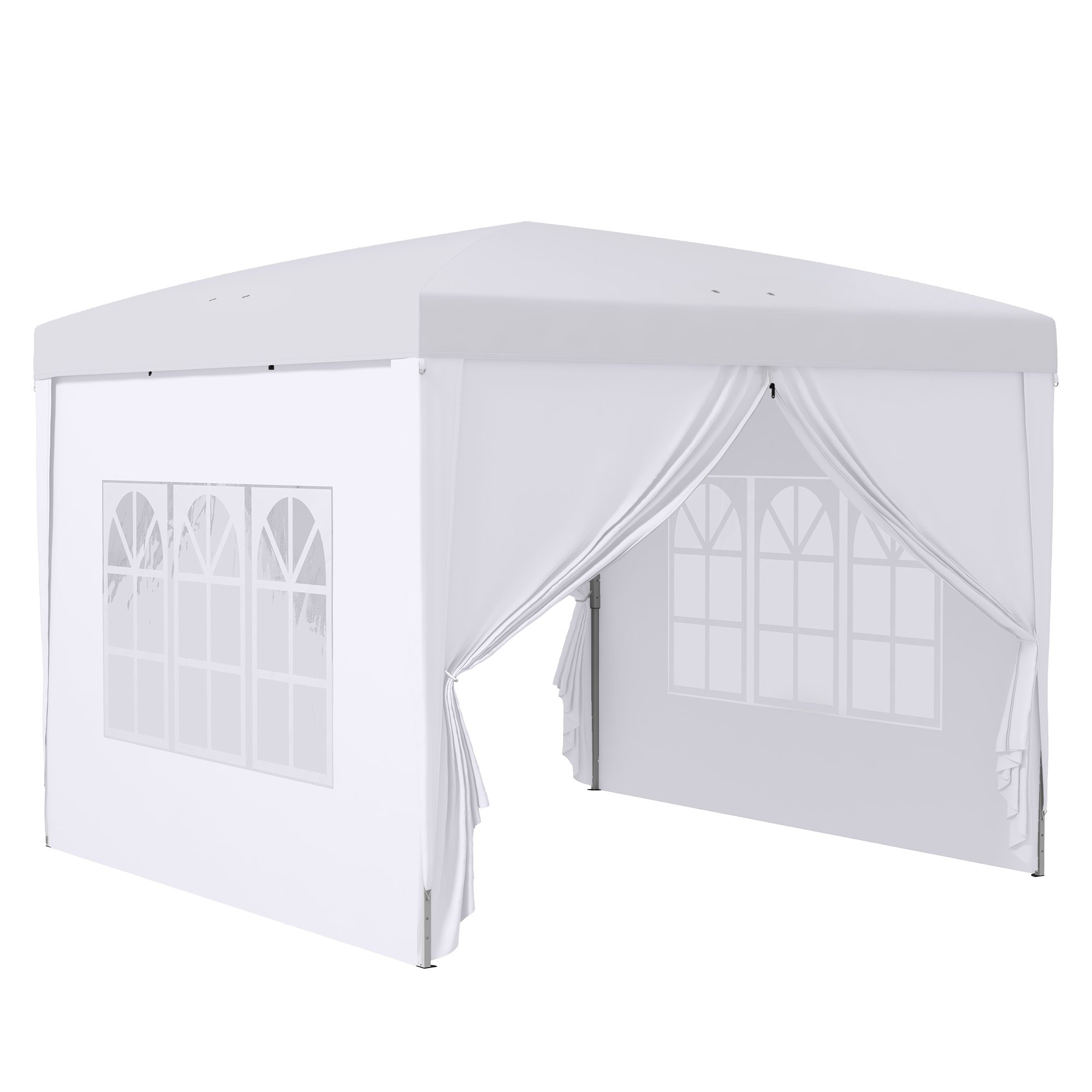 Outsunny Water Resistant Pop Up Gazebo with Sidewalls – White
