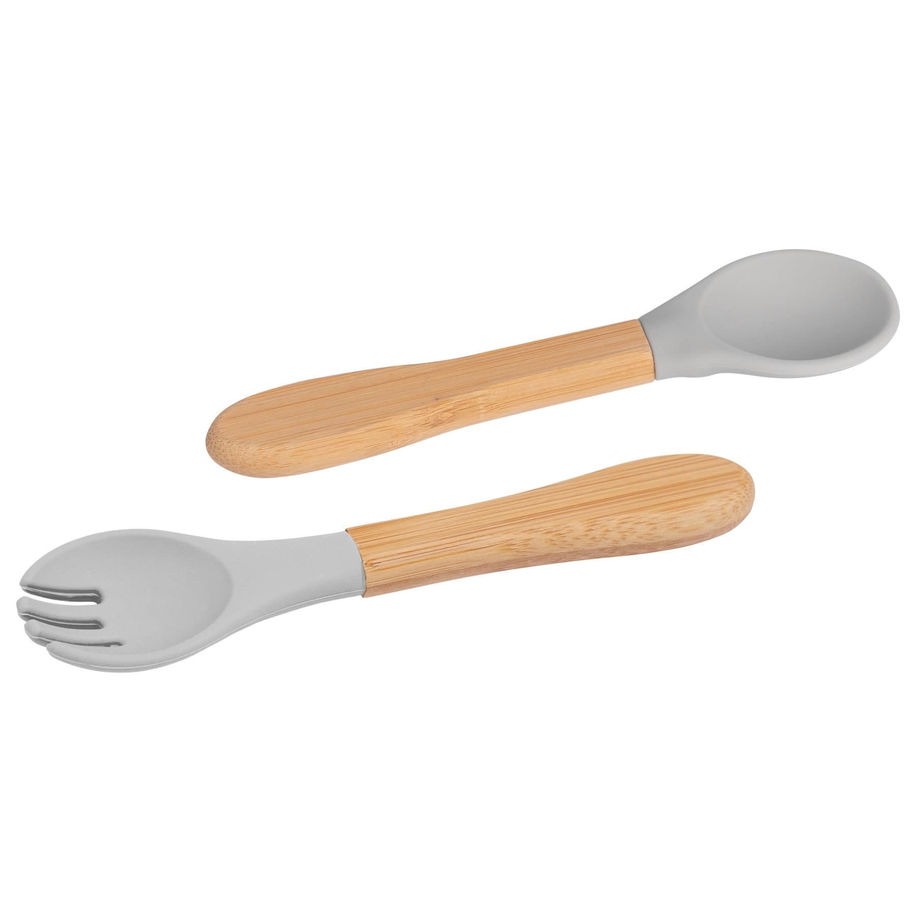 Tiny Dining Bamboo Baby Weaning Fork & Spoon Set - Pastel Pink