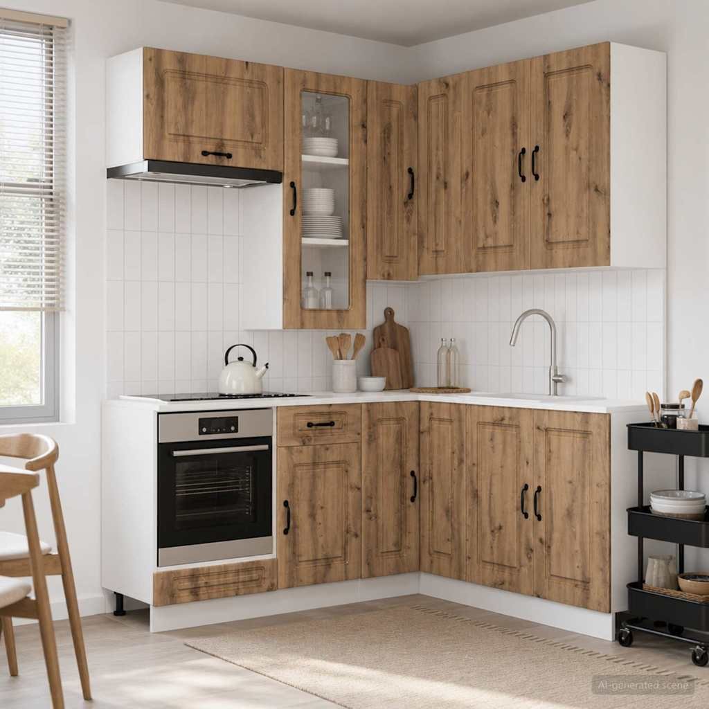 Walplus 8 Piece Engineered Wood Kitchen Unit Set - Artisan Oak