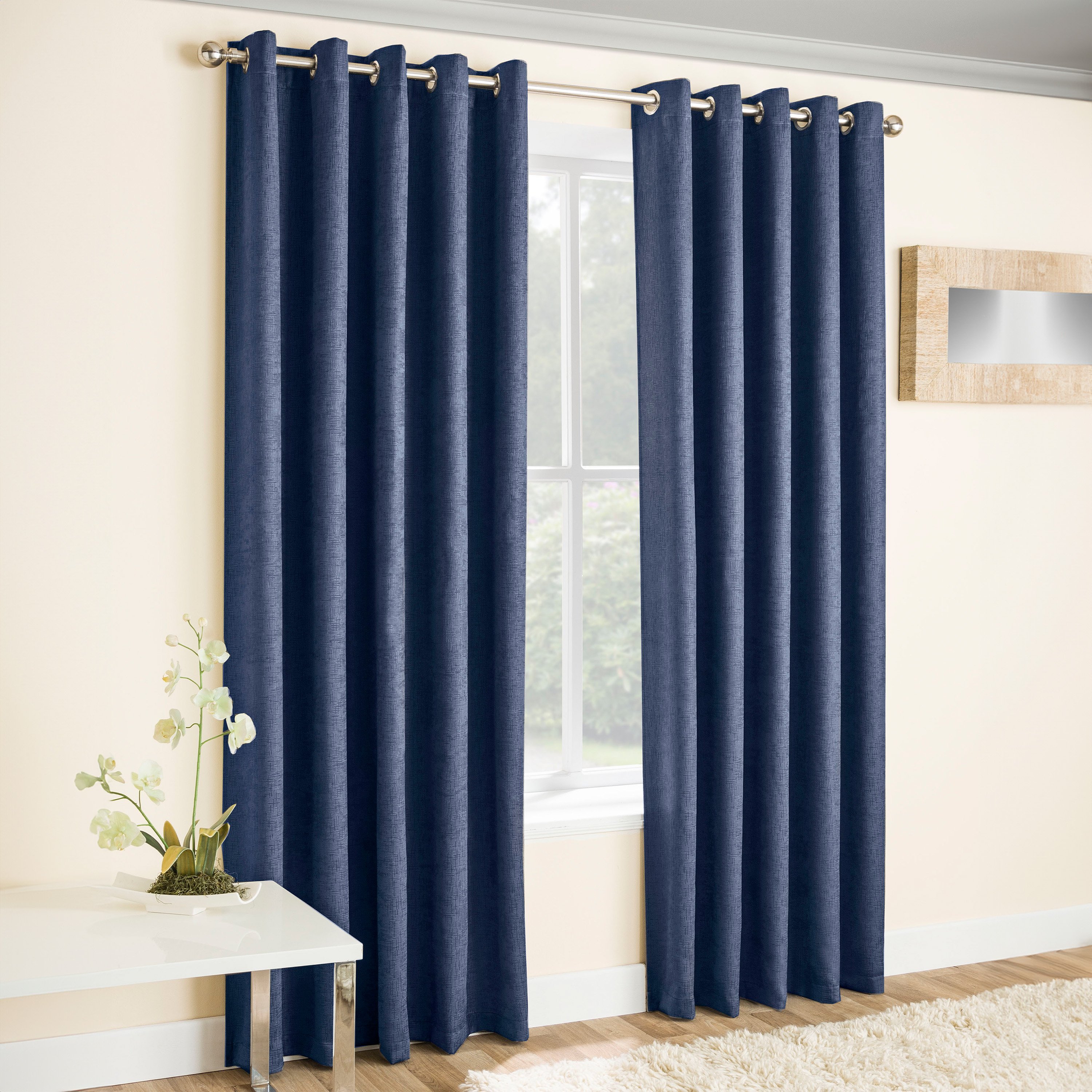 Enhanced Living Vogue Eyelet Thermal Curtains - 117 x 229cm - Navy