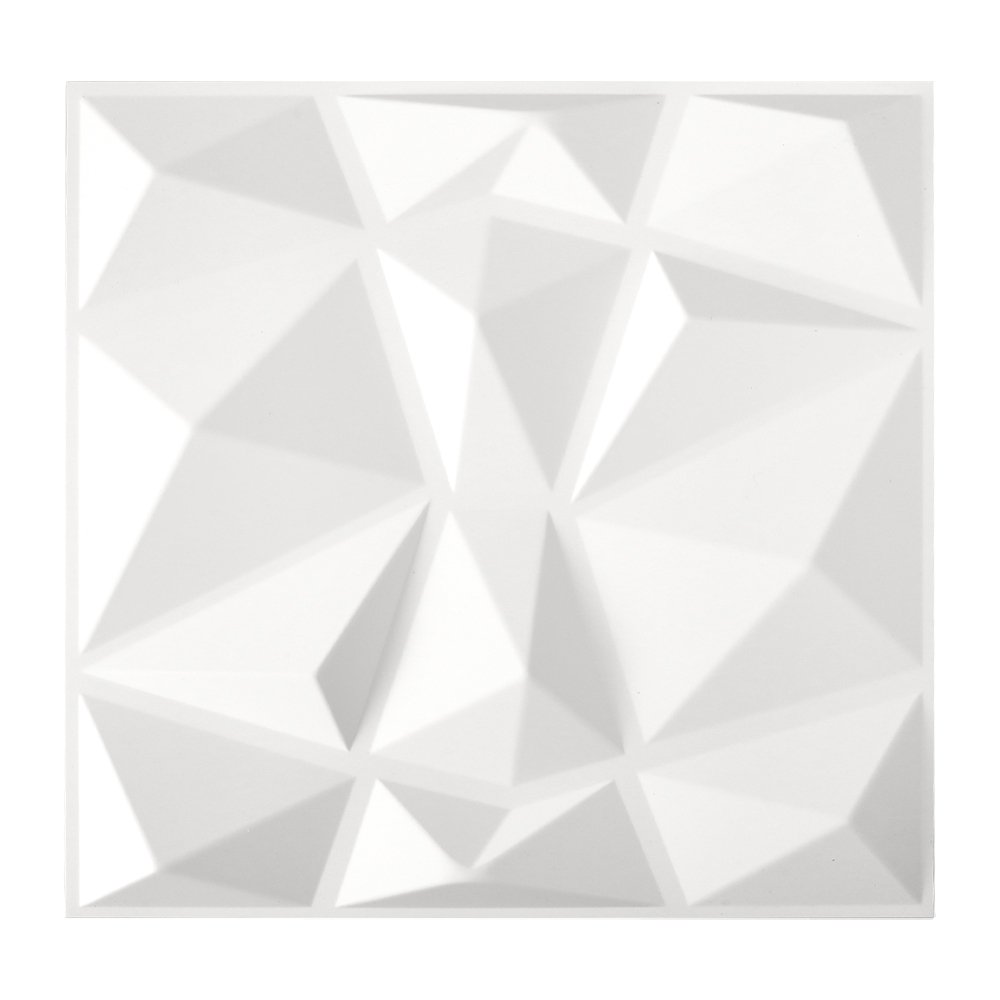 Living and Home 12 Pack 3D Diamond PVC Wall Panels - White