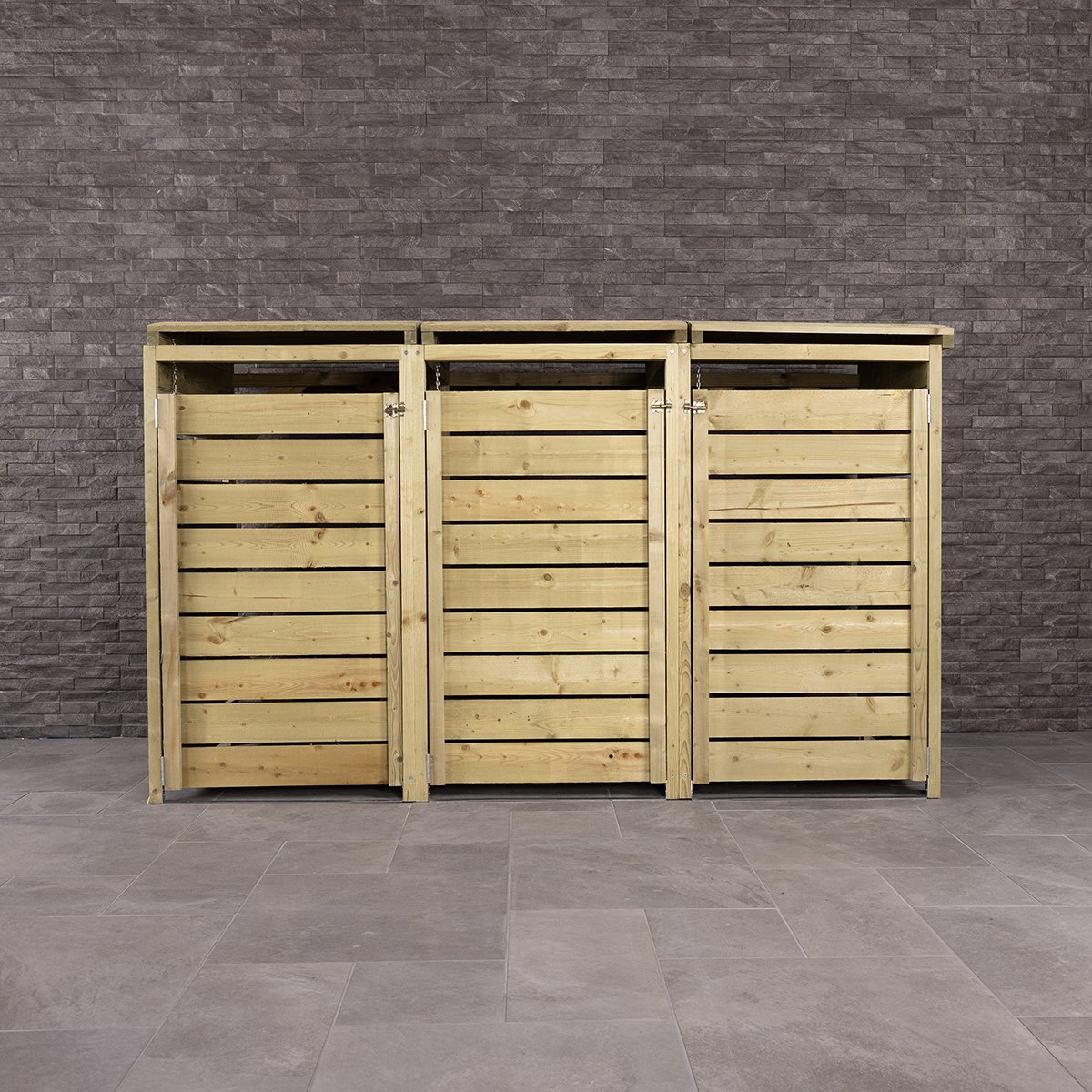 Charles Bentley FSC® Mixed Wooden Lifting Lid Wheelie Bin Storage Unit - Beige