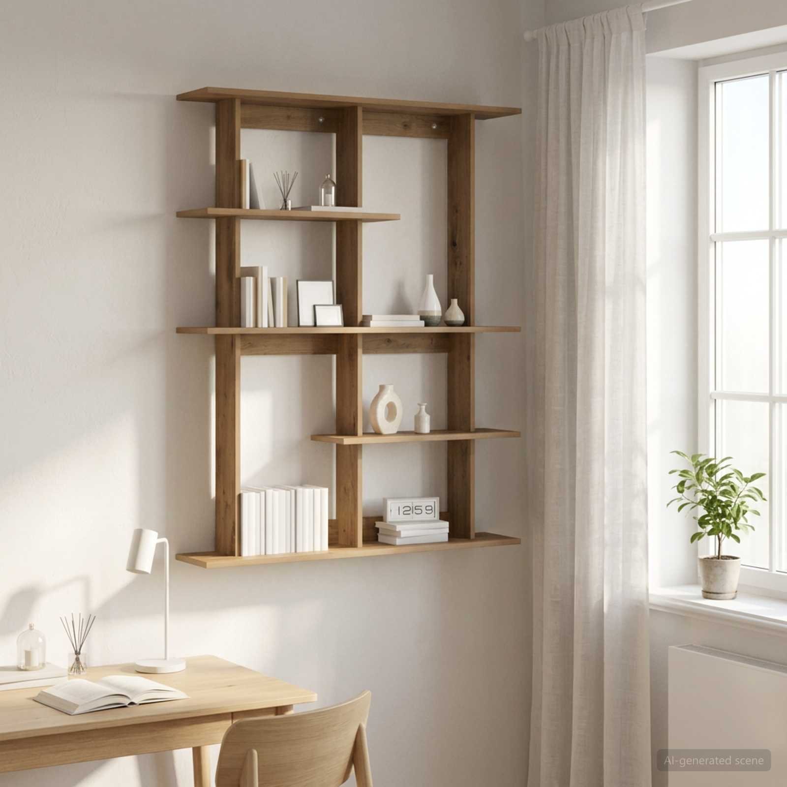 Walplus Engineered Wood Wall Shelf - Oak - 102 x 20 x 130 cm