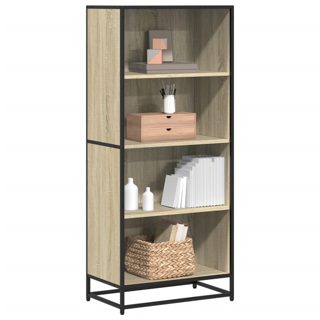 Walplus 4 Compartment Engineered Wood Bookcase - Light Oak - 60 x 35 x 139 cm