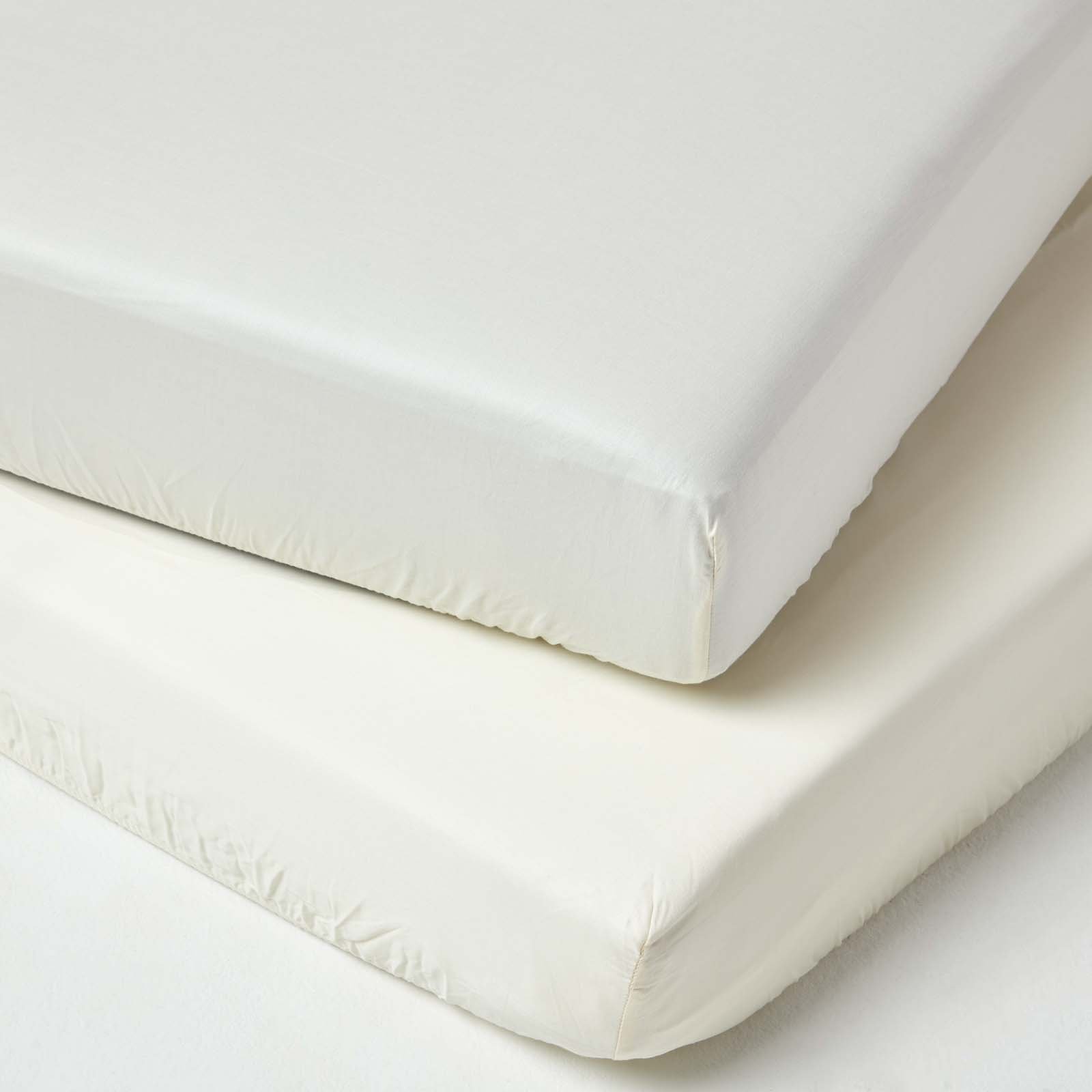 Homescapes 2 Organic Egyptian Cotton Cream Kids Fitted Sheets - Cot Bed