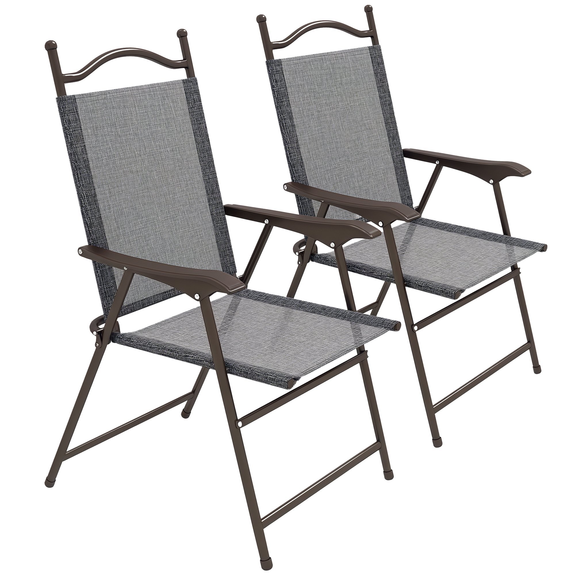 Outsunny Set of 2 Garden Folding Chairs - Grey
