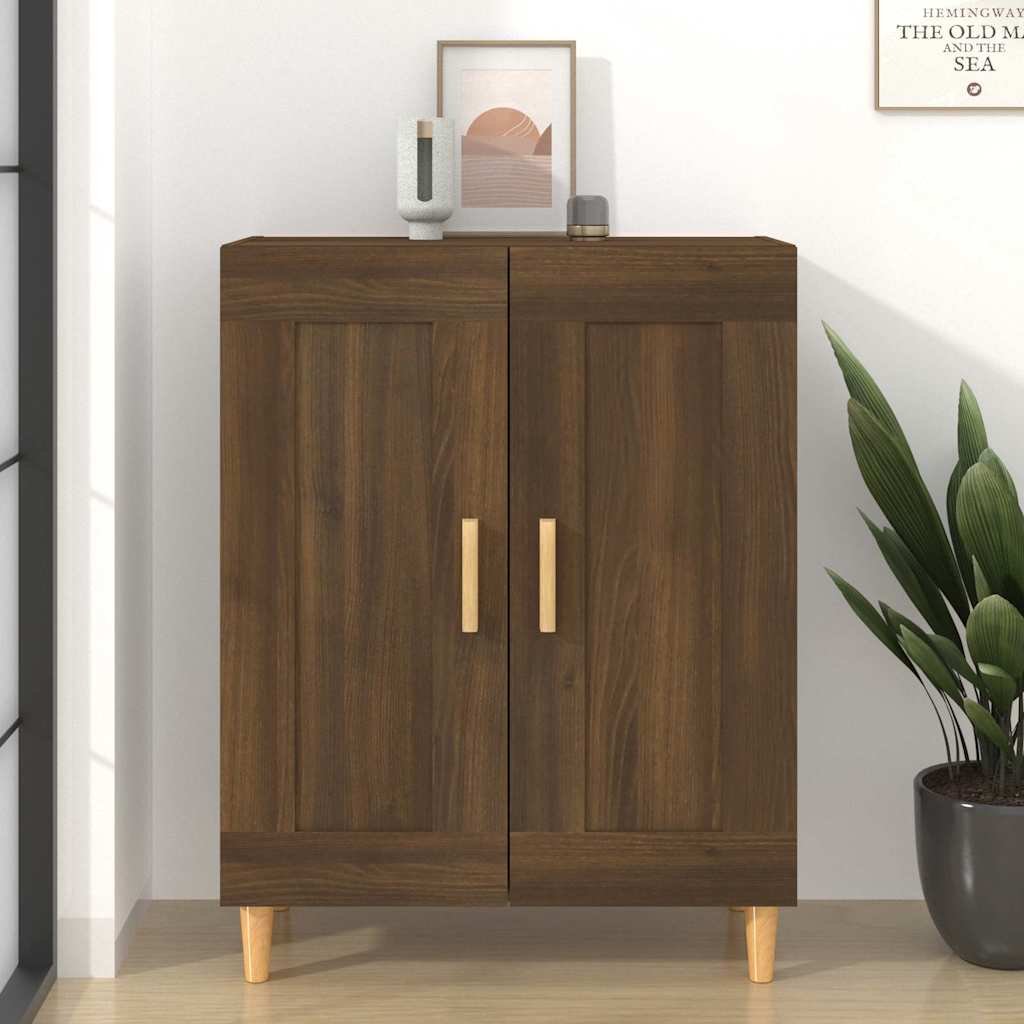 Walplus Engineered Wood Sideboard - Brown Oak - 69.5 x 34 x 90 cm