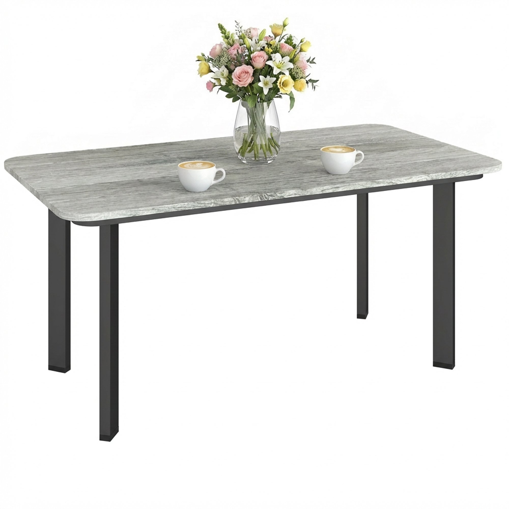 Outsunny Garden Side Table with Metal Frame - Grey