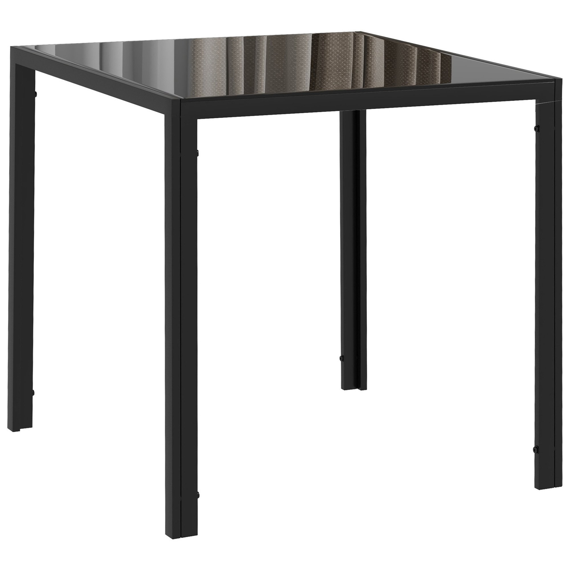 HOMCOM Square 4 Seater Kitchen Table with Tempered Glass Top - Black