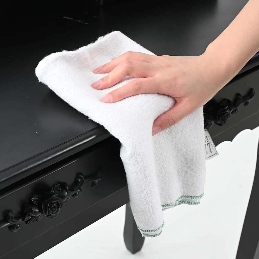 Walplus Pack of 10 Cleaning Cloths with Stripes - White and Green - 50 x 60 cm
