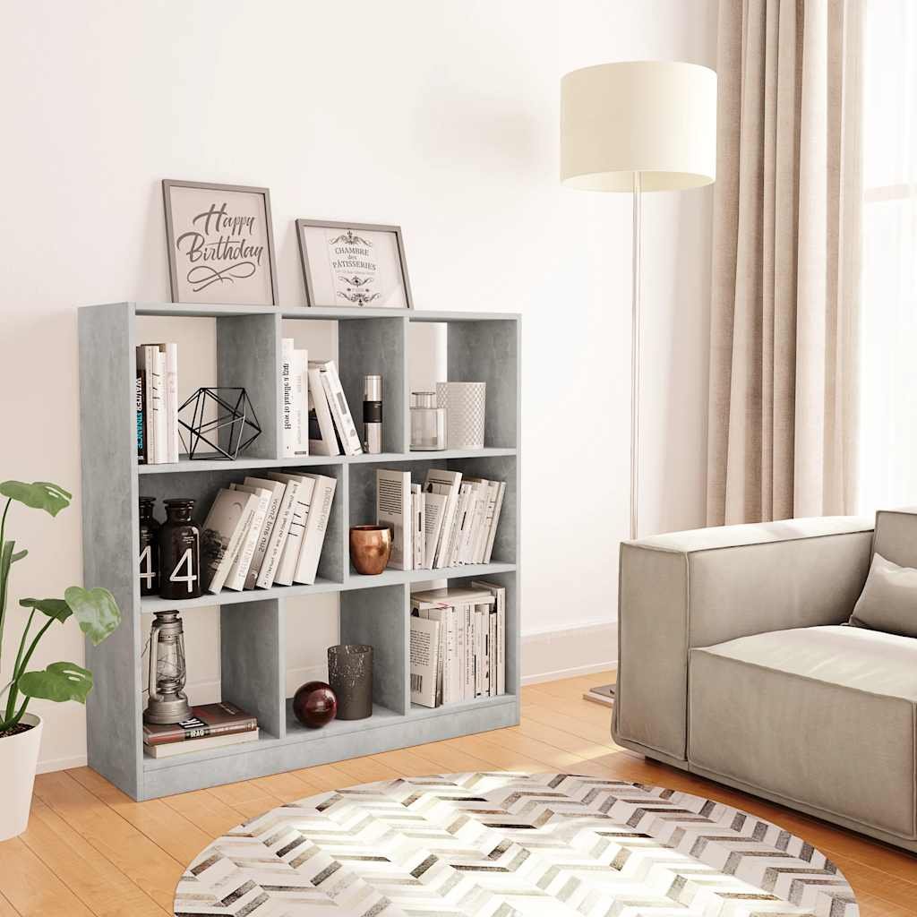 Walplus Engineered Wood Book Cabinet - Stone Grey - 97.5 x 29.5 x 100 cm