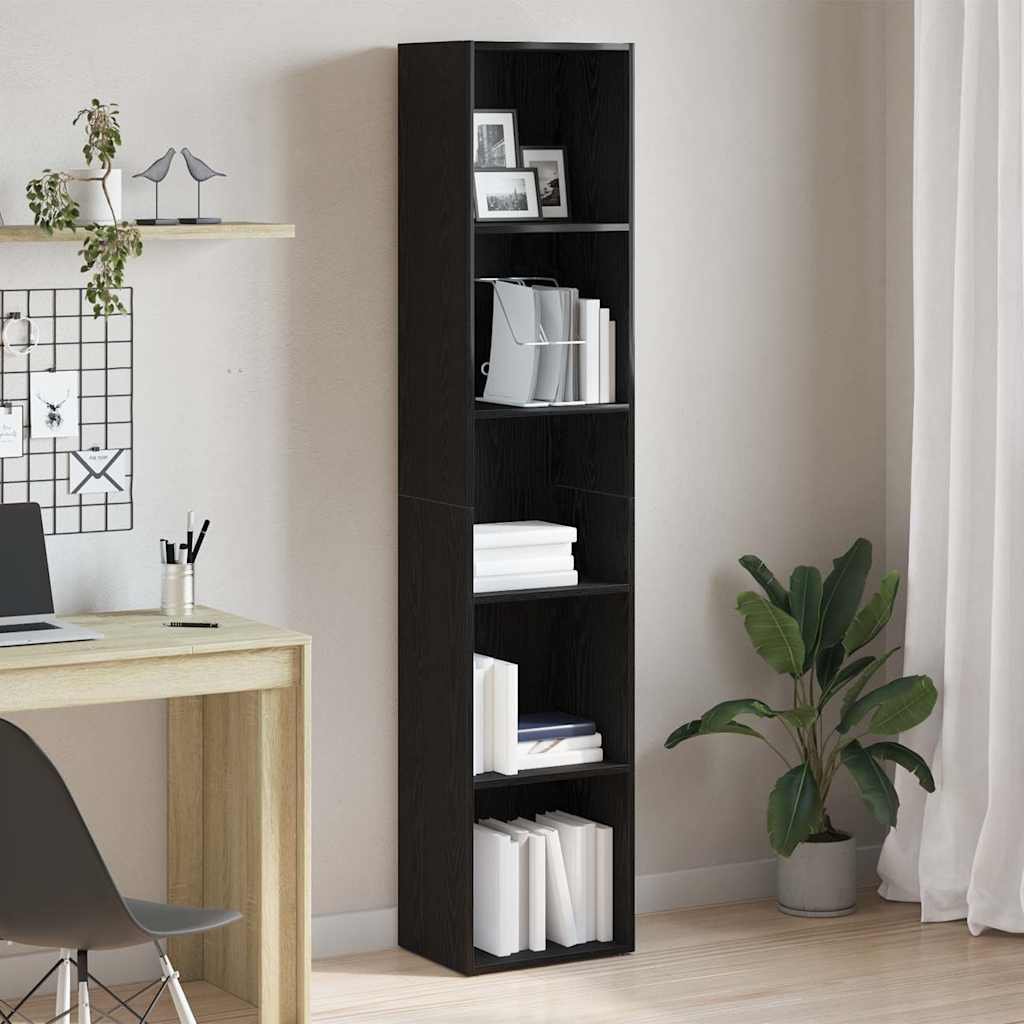 Walplus Engineered Wood Book Cabinet - Dark Oak - 40 x 30 x 189 cm