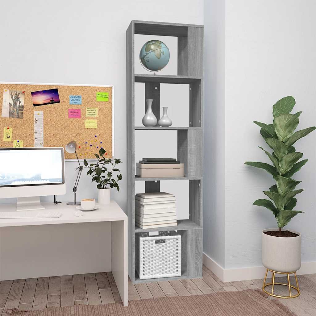 Walplus Engineered Wood Book Cabinet - Grey and Oak - 45 x 24 x 160 cm