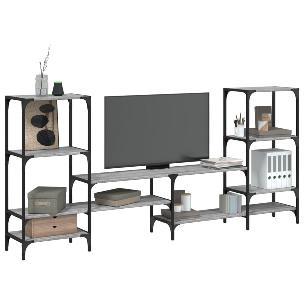 Walplus Engineered Wood TV Cabinet - Grey and Oak - 206.5 x 28.5 x 95 cm