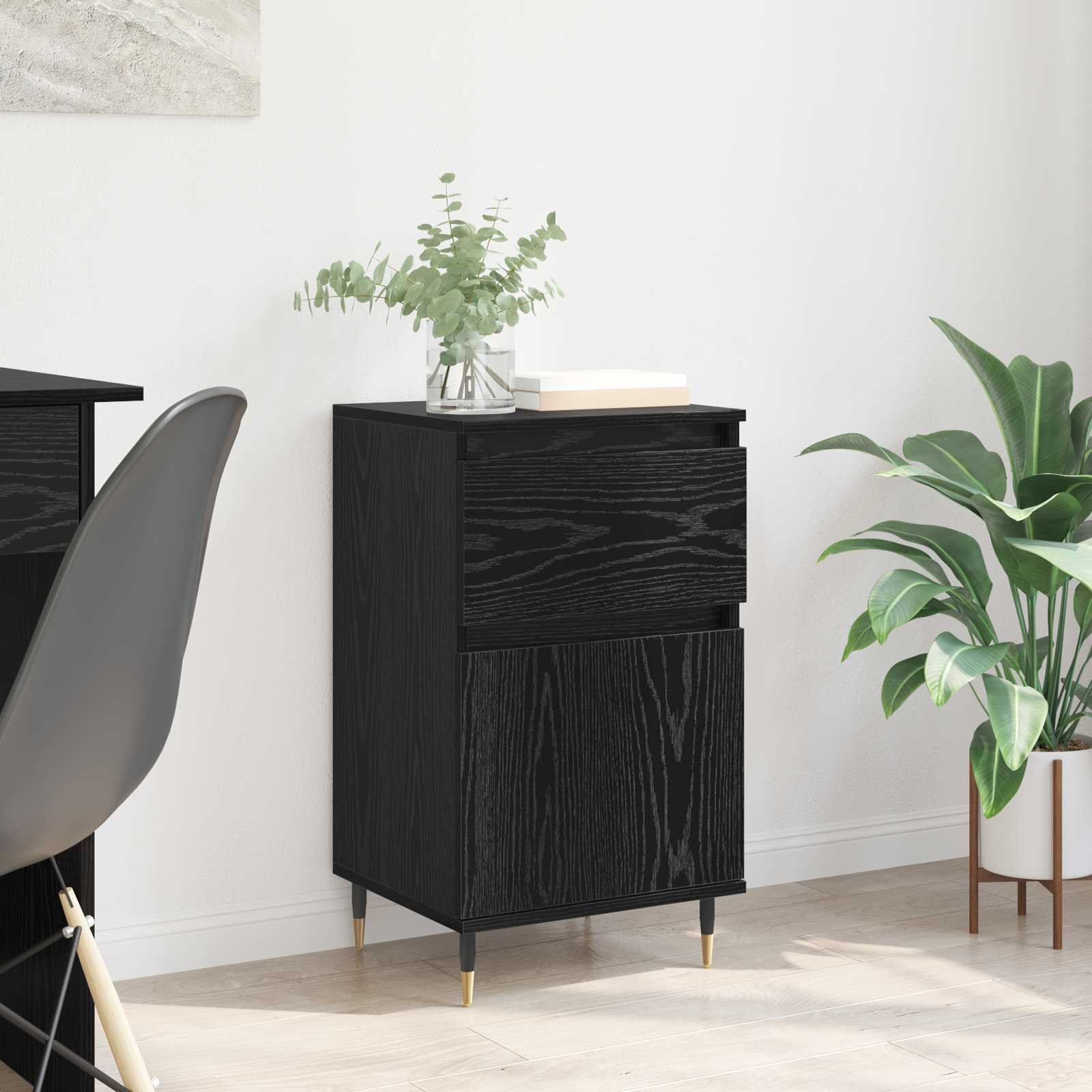 Walplus Engineered Wood Sideboard - Black Ash - 40 x 35 x 70 cm