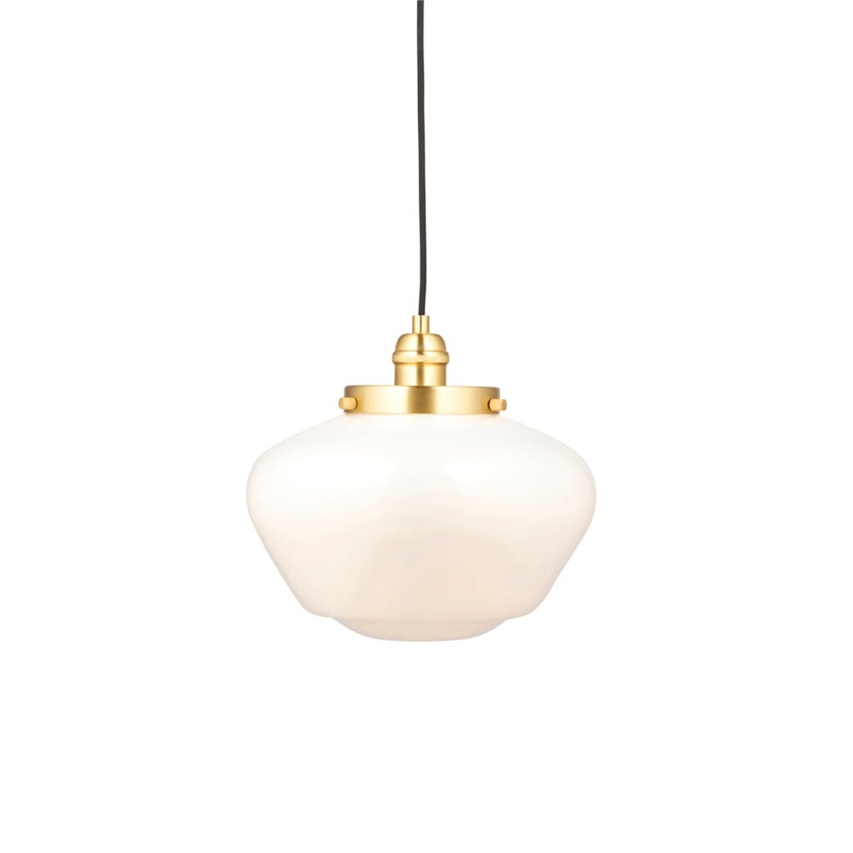 Loops Direct 30cm Diameter Steel and Glass Pendant Light - Antique Brass