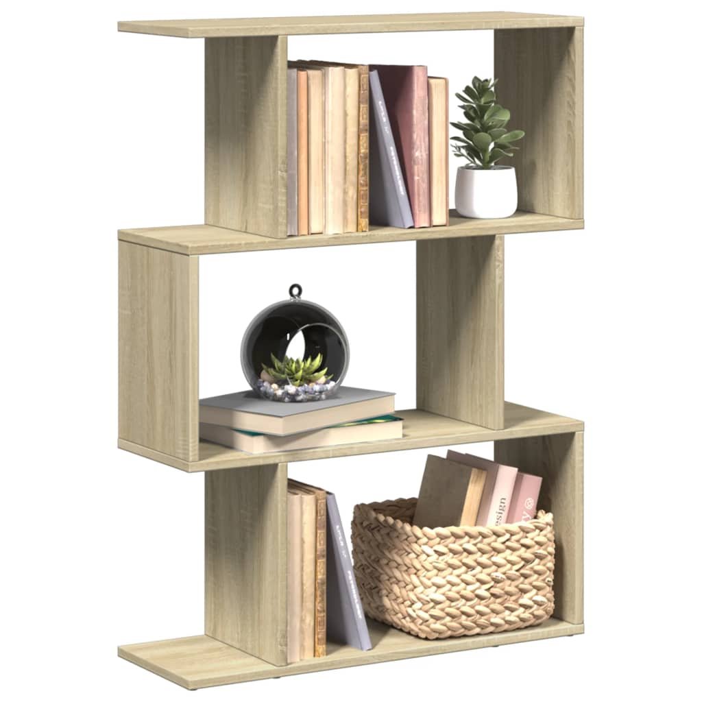 Walplus 3 Tier Engineered Wood Book Cabinet - Light Oak - 70 x 24 x 97 cm