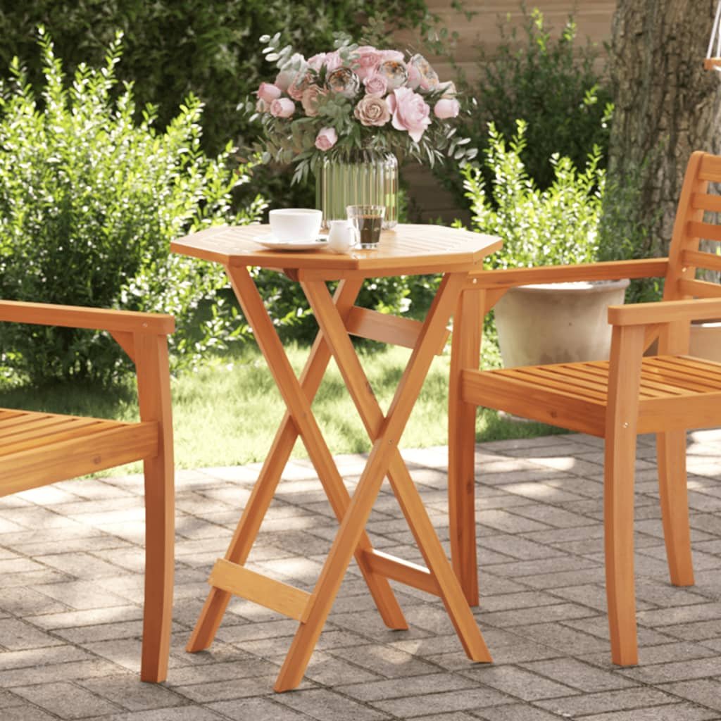 Walplus Solid Acacia Wood Folding Garden Table - Brown - 60 x 75 cm