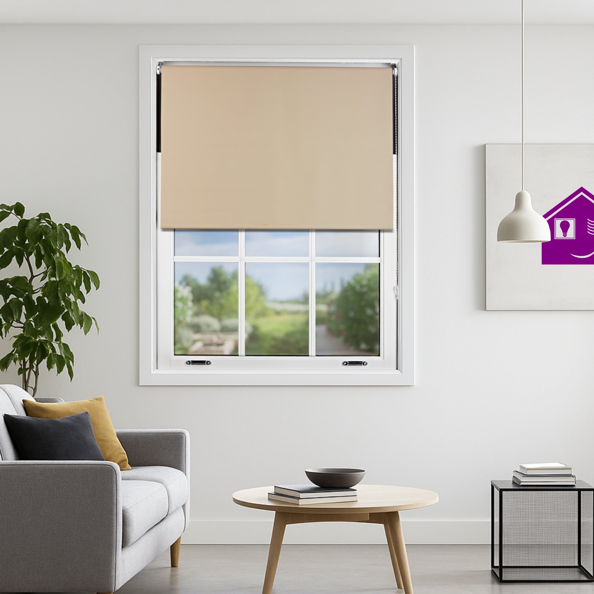 Furnished Cappuccino Blackout Roller Blind - 90 x 165cm
