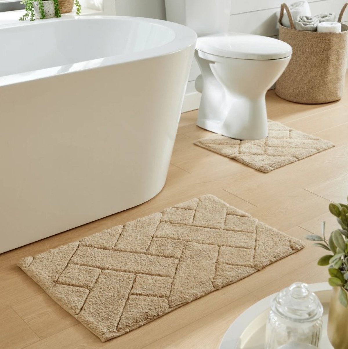 New Edge Blinds Bali Bath Mat & Pedestal Set - Natural
