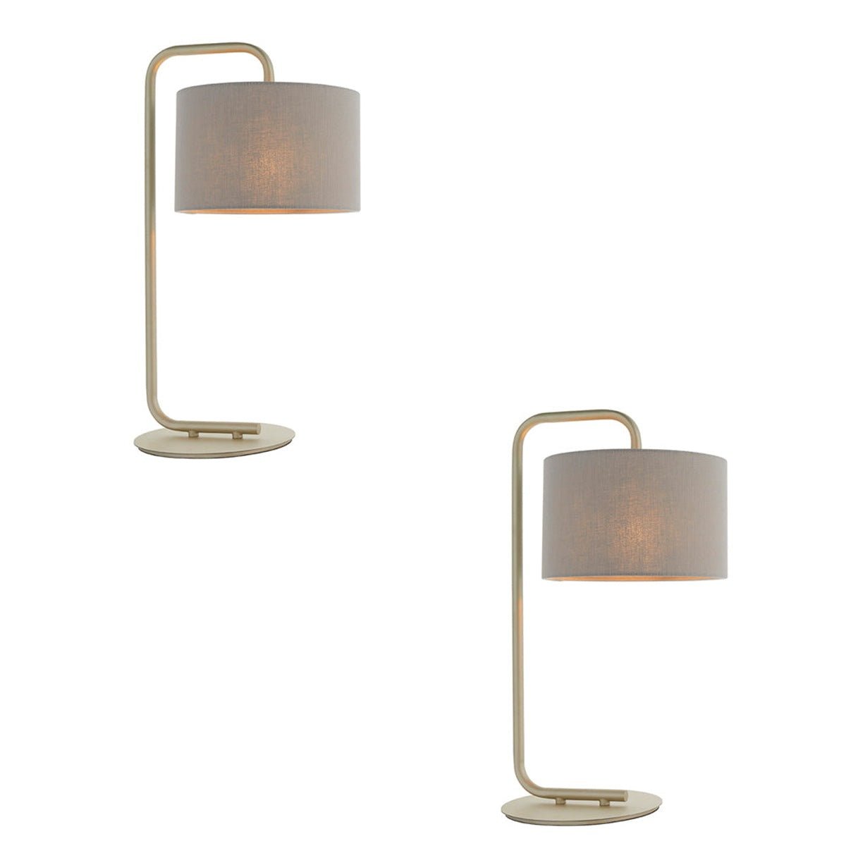 Loops Direct Pack of 2 Table Lamp - Satin Champagne Slate Grey