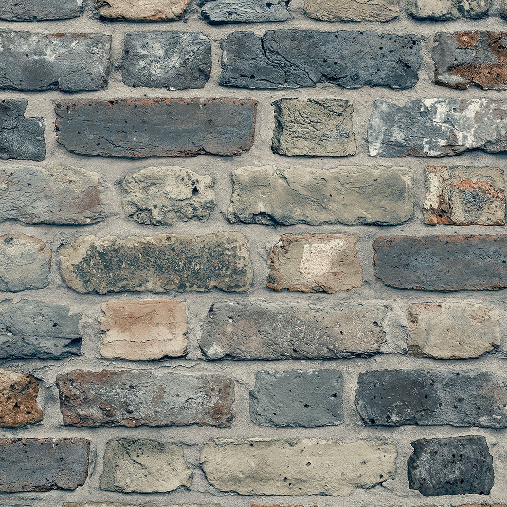 Grandeco Industrial Rustic Concrete Brick Textured Wallpaper -Charcoal