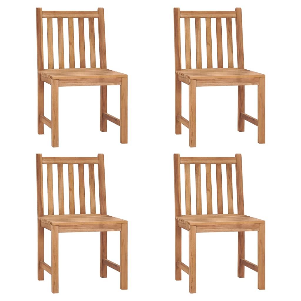 Walplus 4 Piece Solid Teak Wood Garden Chairs - Brown - 50 x 53 x 90 cm