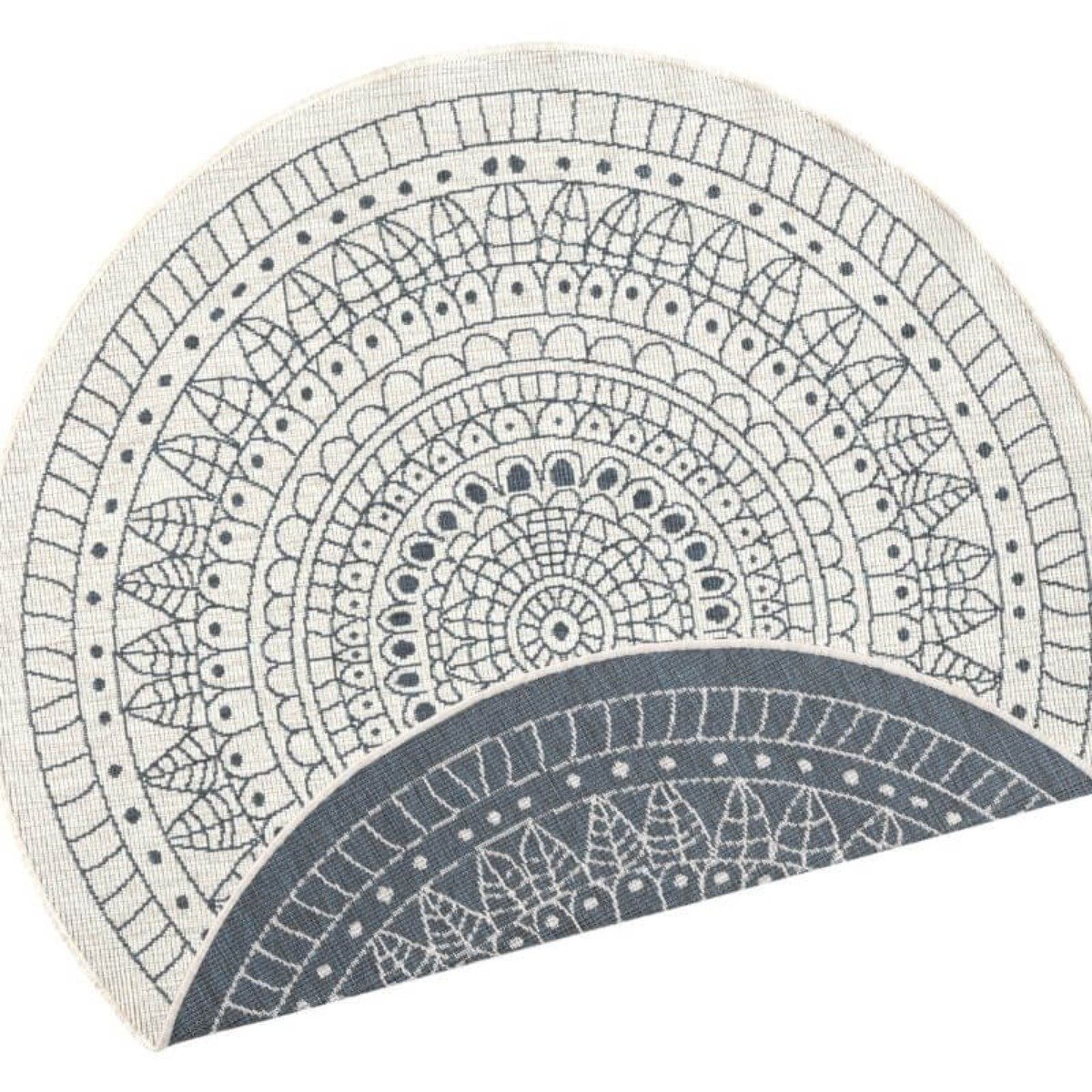 Hanse Home Grey Porto Indoor Outdoor Round Reversible Flatweave Rug - 100cm