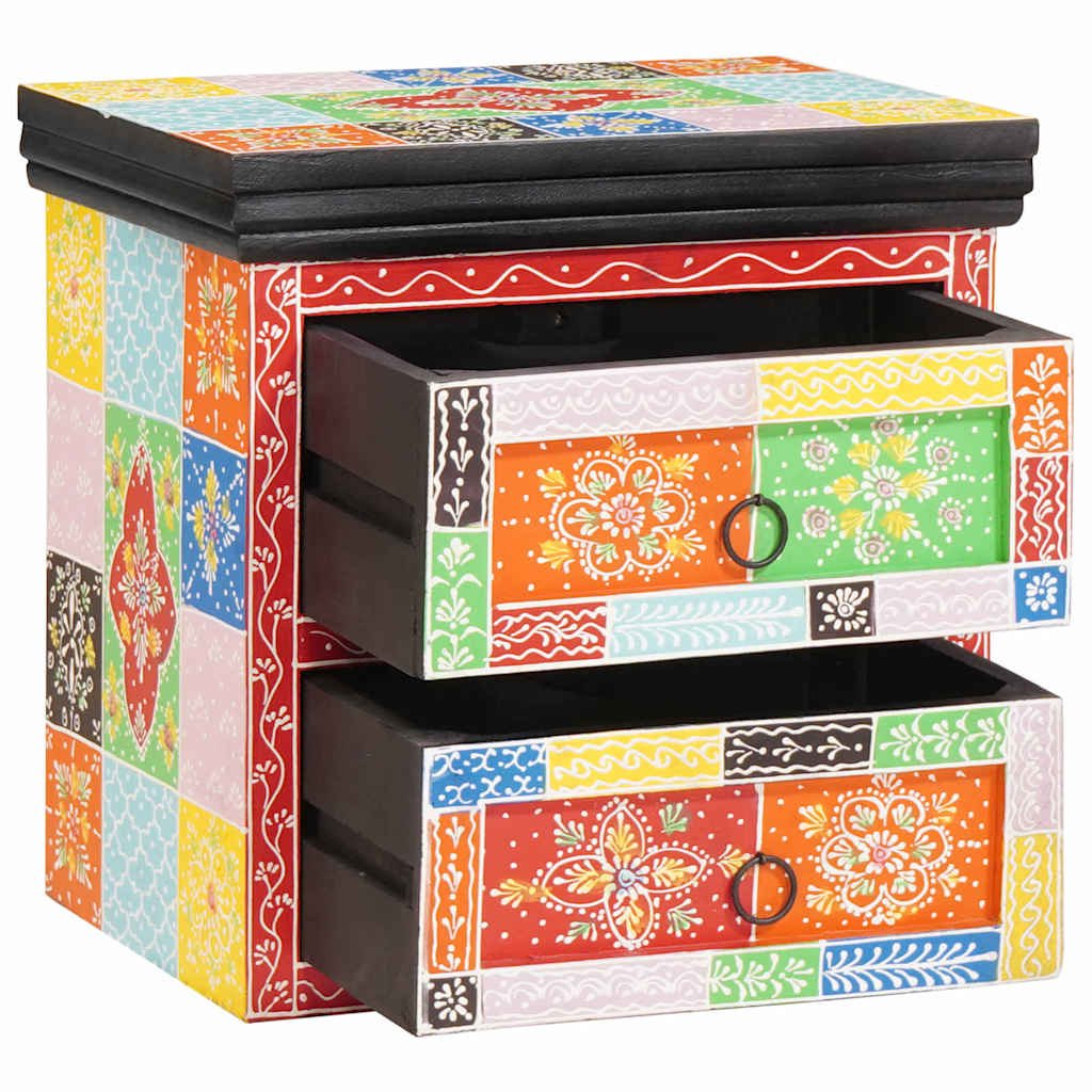 Walplus 1 Drawer Solid Wood Bedside Cabinet - Multicoloured - 40 x 30 x 40 cm