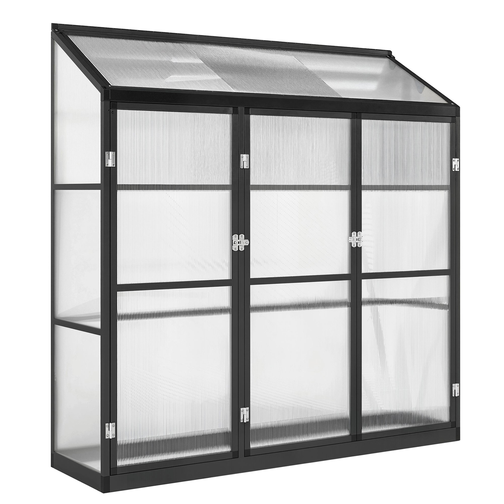 Outsunny Polycarbonate 3 Door Greenhouse - Black