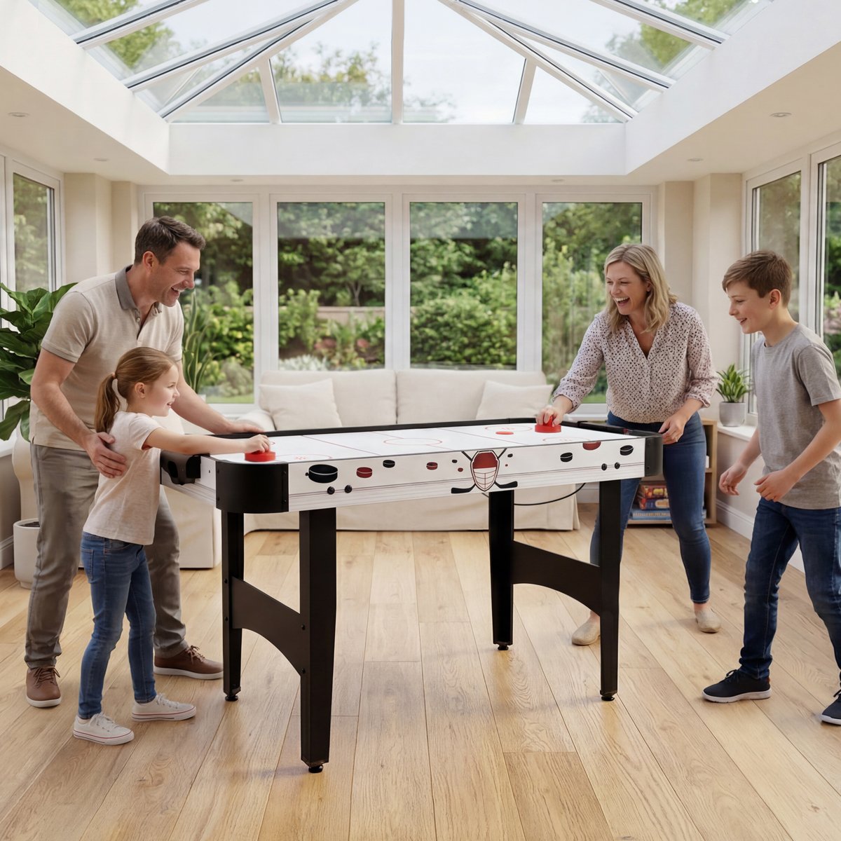 Charles Bentley 4ft Air Hockey Indoor Sports Gaming Table - Black/White