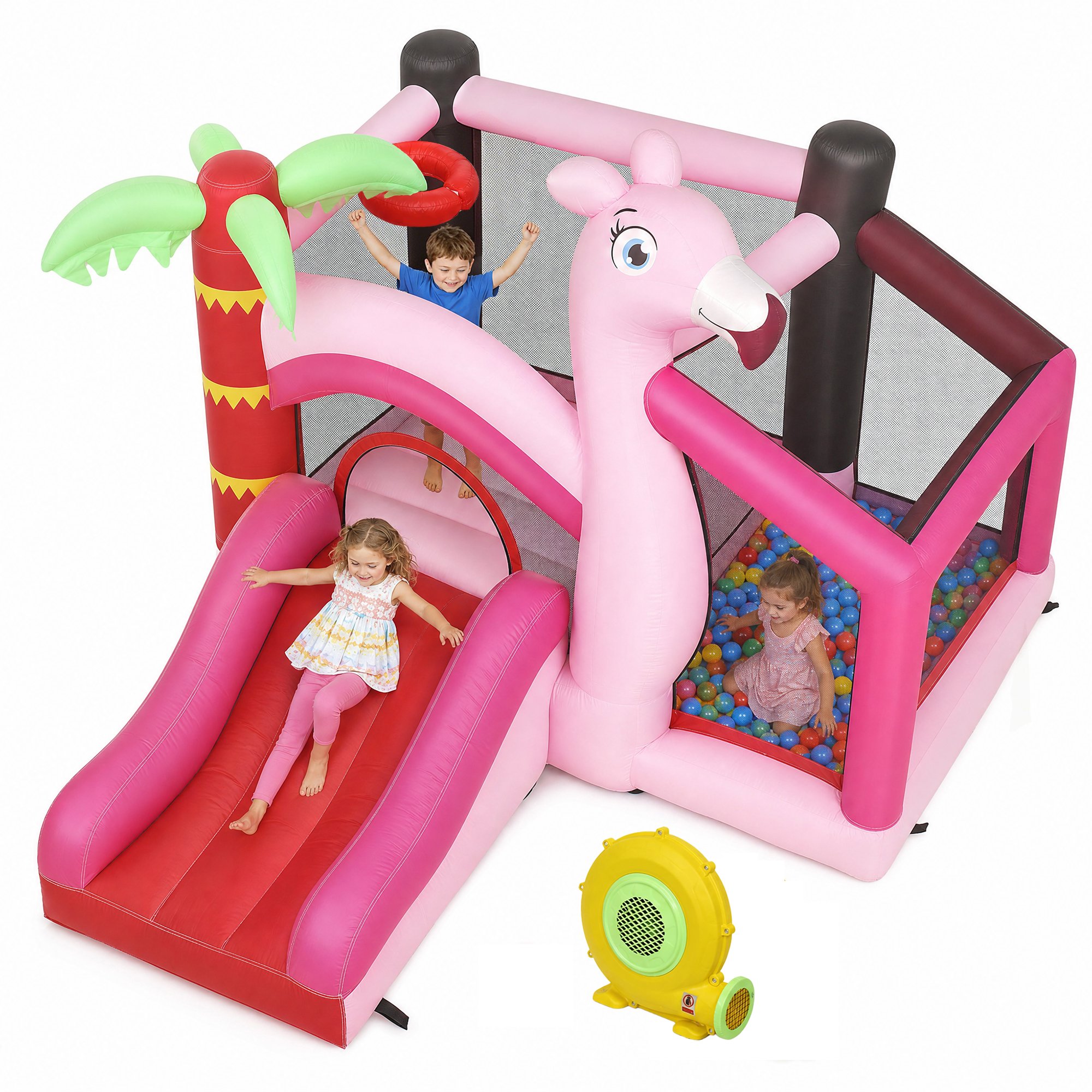 AIYAPLAY 4-in-1 Indoor Outdoor Blower Bouncy Castle – Pink
