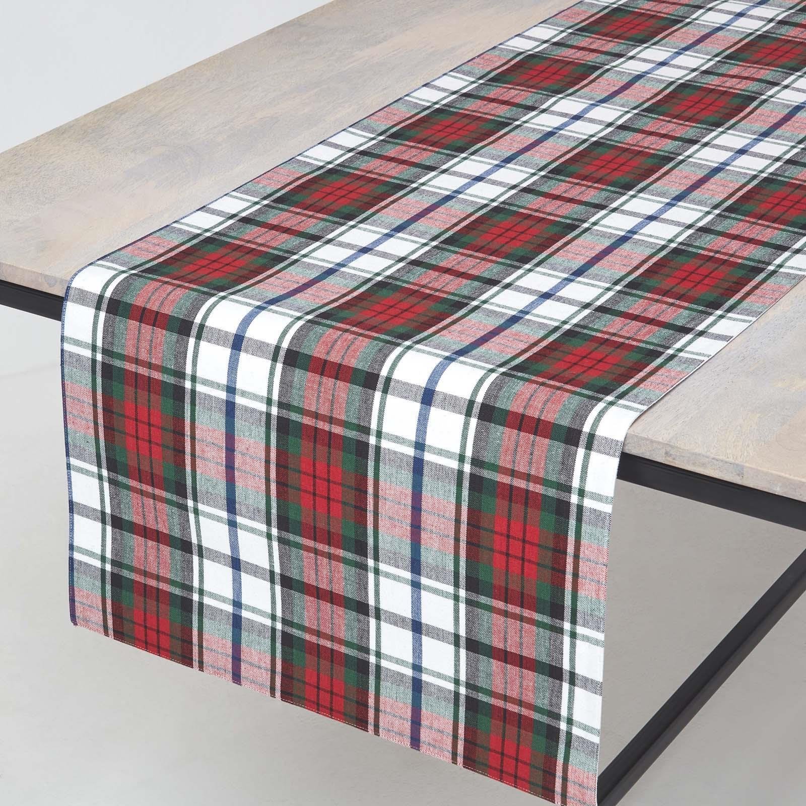 Homescapes Cotton Macduff Tartan Table Runner - 44 x 178 cm - Red