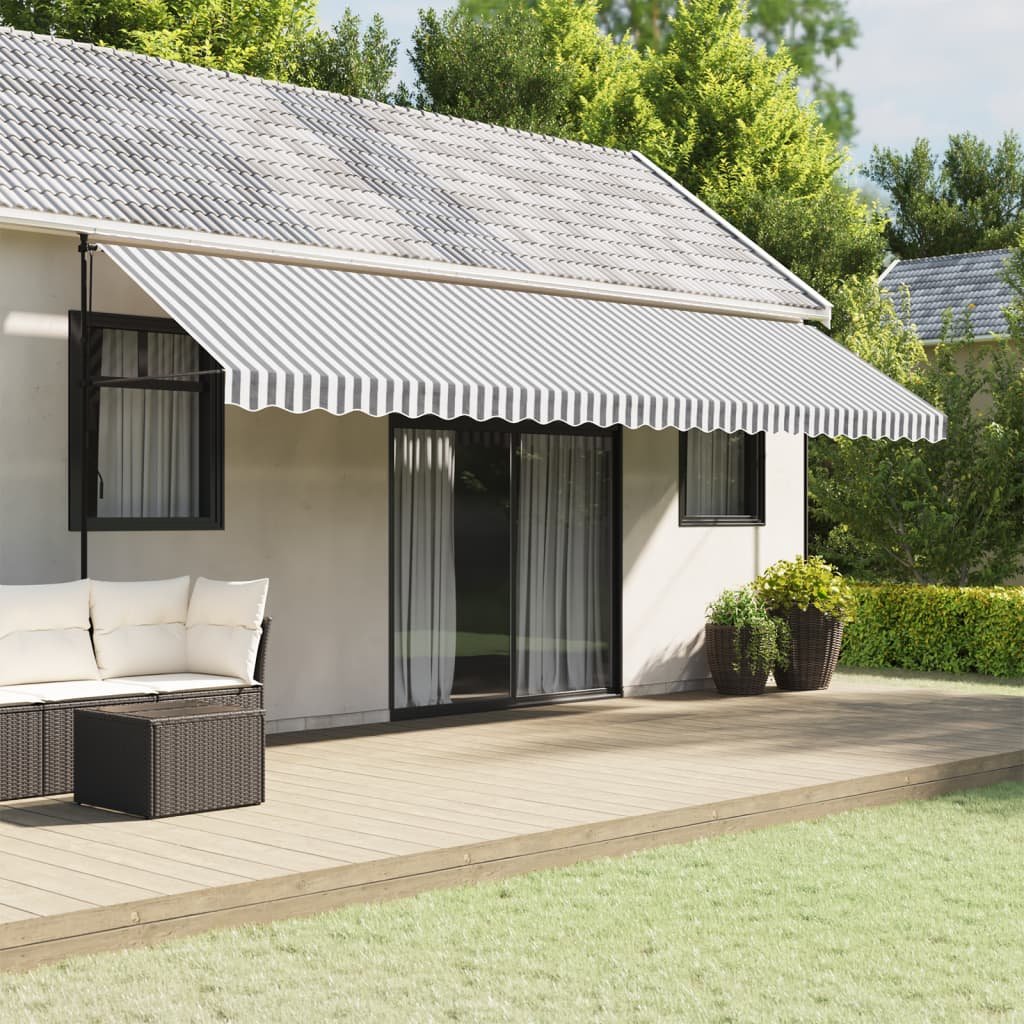 Walplus Polyester Awning Replacement Fabric - Anthracite and White - 600 cm