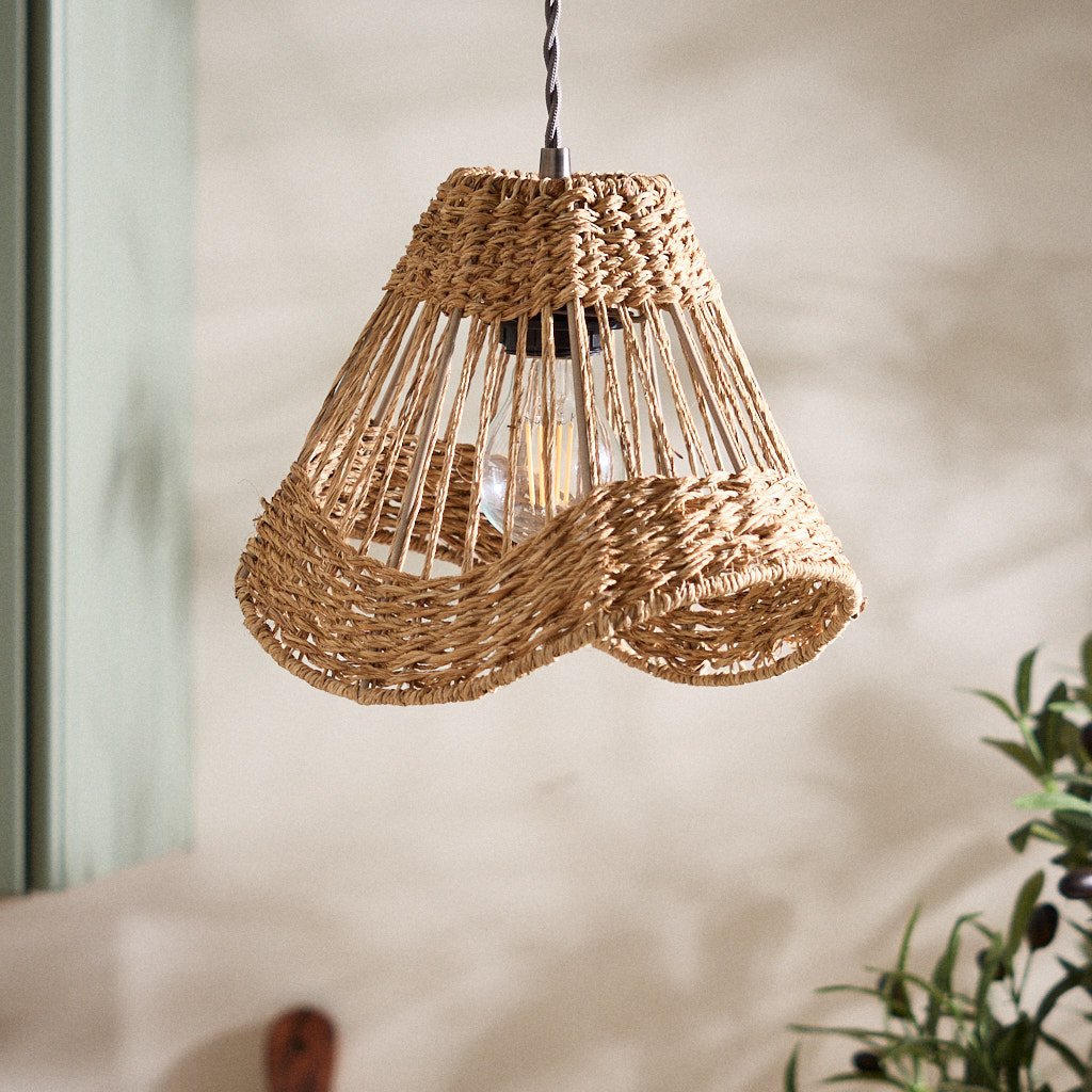 Dibor Rattan and Wicker Boho Ceiling Shade - Natural 29cm