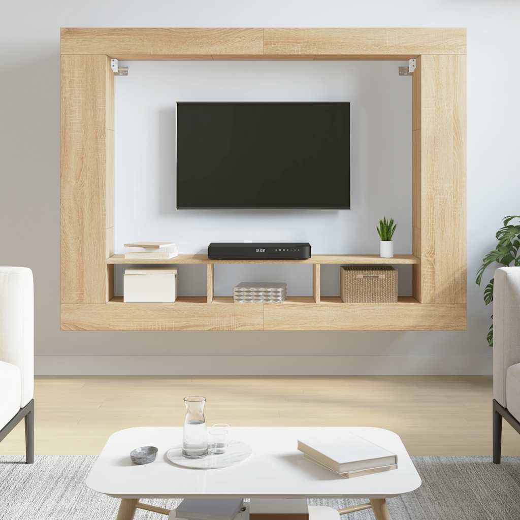 Walplus Engineered Wood TV Cabinet - Light Oak - 152 x 22 x 113 cm