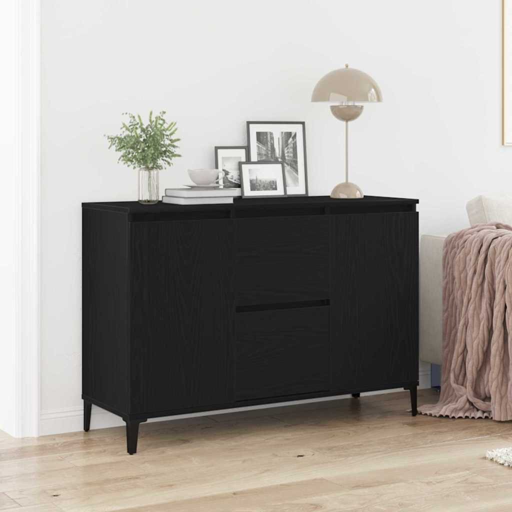 Walplus Engineered Wood Sideboard - Black Oak - 104 x 35 x 70 cm