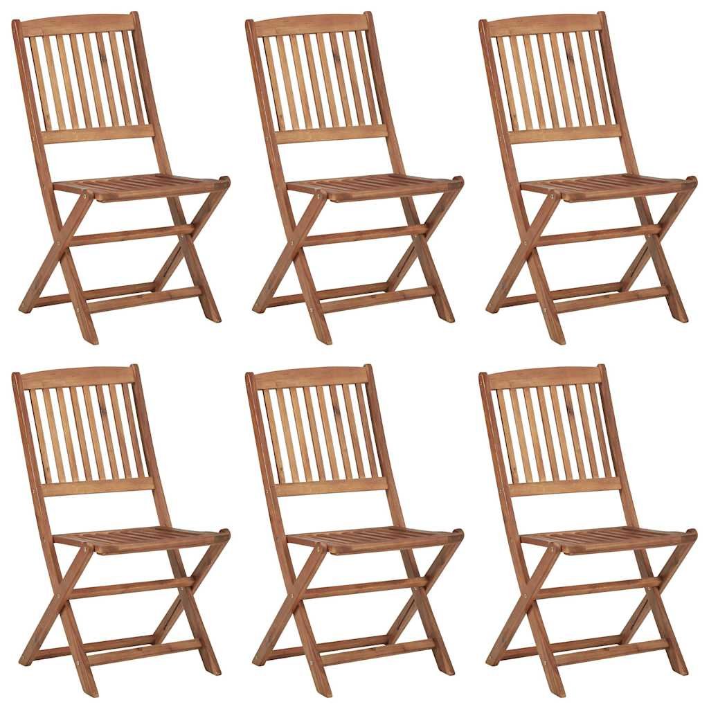 Walplus 6 Piece Solid Acacia Wood Folding Chairs - Brown - 48.5 x 57 x 91 cm