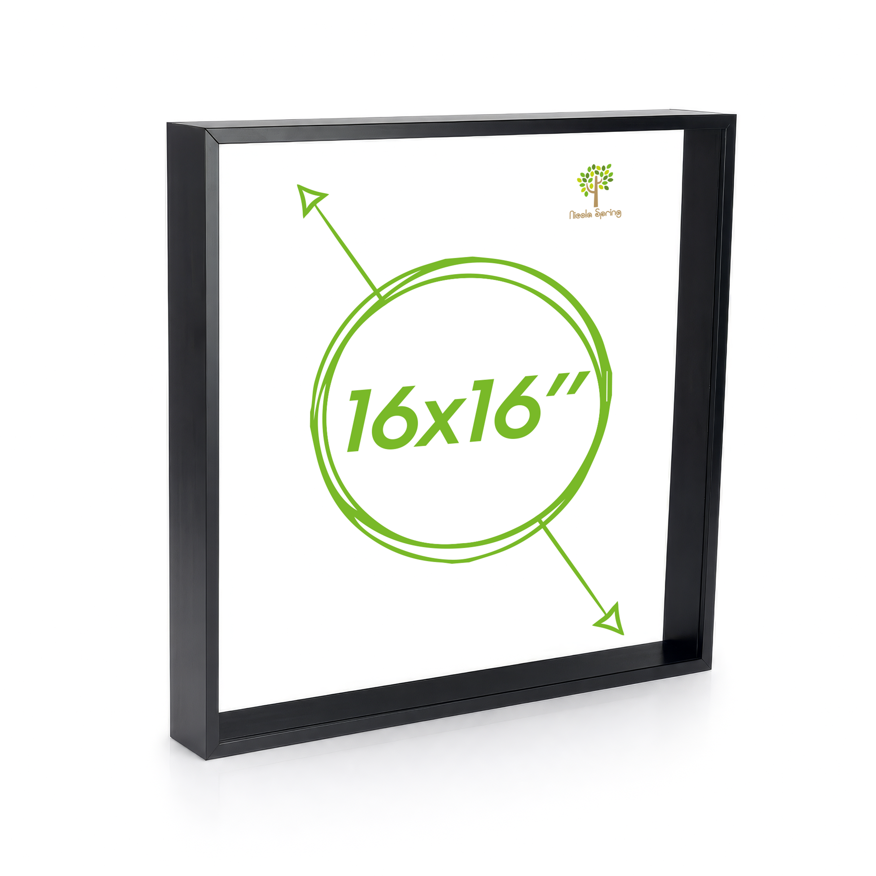 Nicola Spring 3D Deep Box Photo Frame - 16x16" - Black