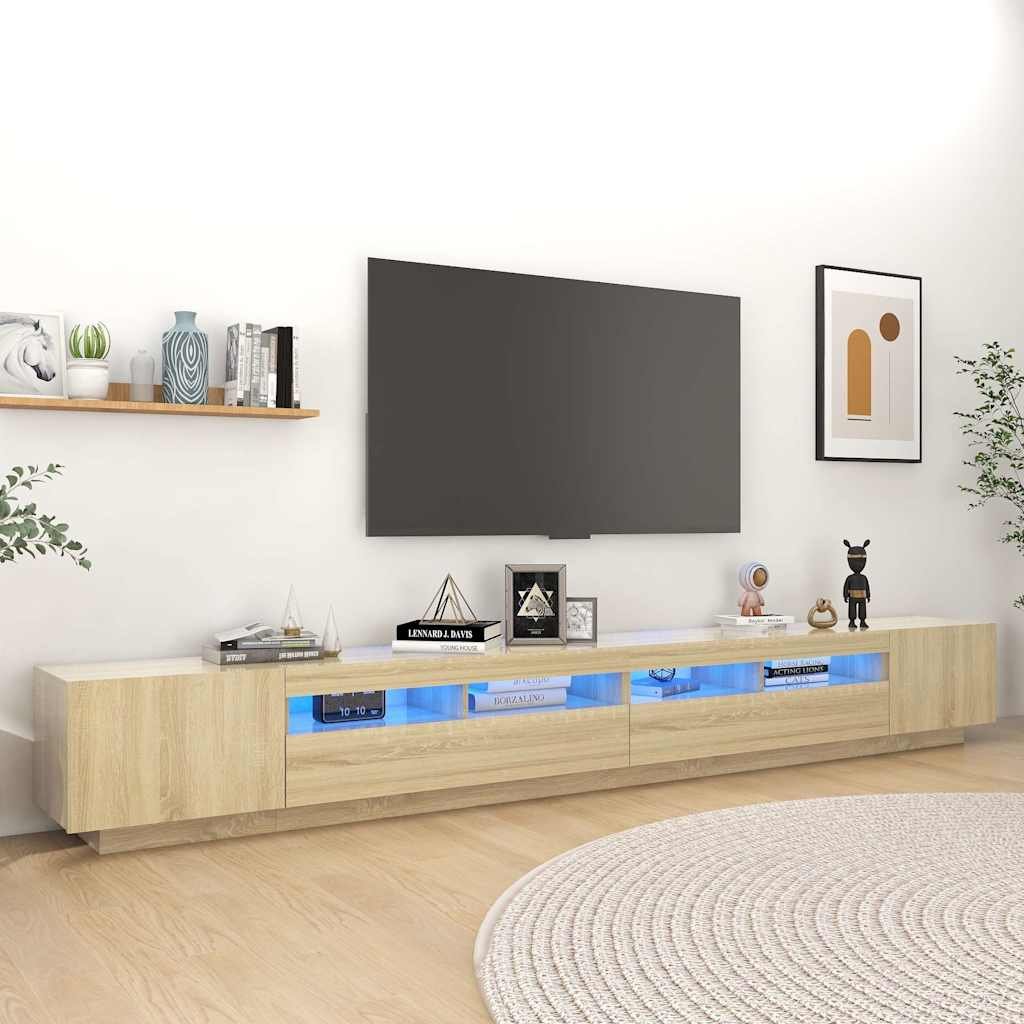 Walplus LED Engineered Wood TV Cabinet - Light Oak - 300 x 35 x 40 cm